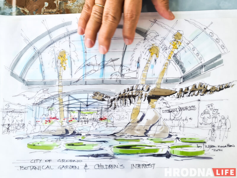 Аранжарэя, дыназаўры і амфітэатр. Што з'явіцца каля палаца Чацвярцінскіх у Гродне