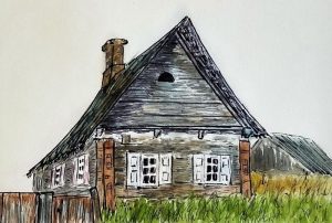 Белорусский скансен в отдельно взятом Instagram. Гродненец рисует деревенские дома, чтобы сохранить их для потомков Андрусь Андрушкевіч, малюнак вясковай хаты