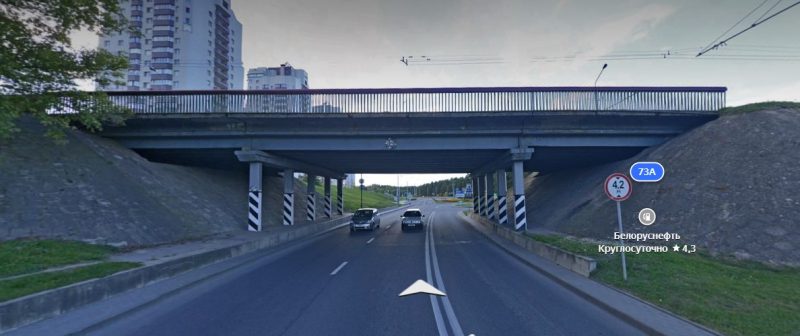 В Гродно отремонтируют путепровод на Поповича - нашли более 10 нарушений Путепровод на ул. Поповича. Скриншот Яндекс.Карты