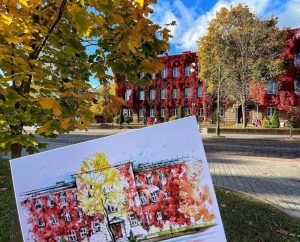 Сколько стоит искусство? Гродненки в Гродно и в Швеции продают свои рисунки - но цены очень разные Одна из работ Екатерины Забелиной в виде открытки с видом Гродно