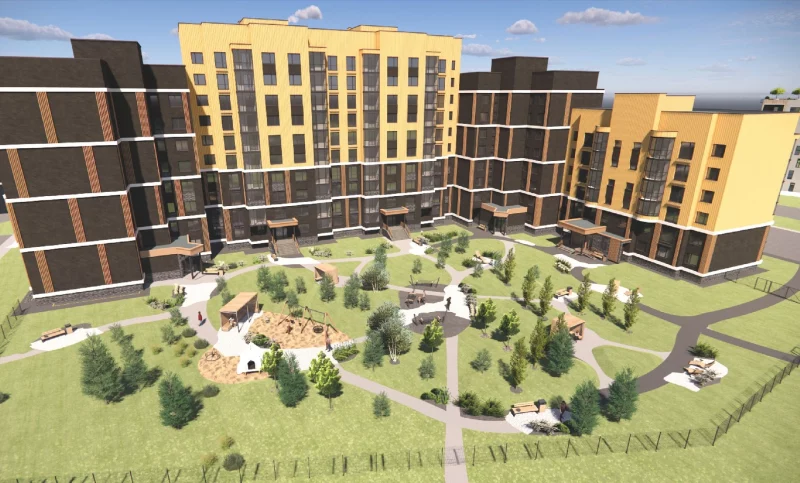 Стало известно, сколько будет стоить квартира в новом микрорайоне "Весенний" Рендер первого дома в микрорайоне "Весенний". Источник: "Гродножилстрой"