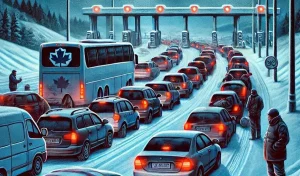 очереди на границе зимой