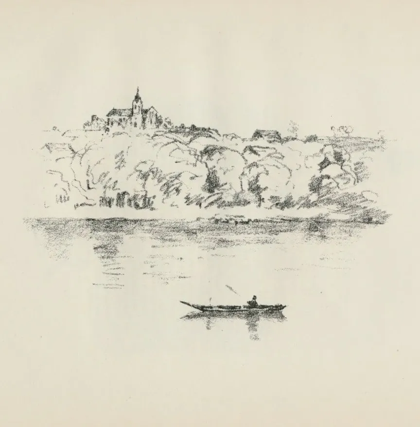 Вид Гродно с Немана. Рисунок из альбома “Skizzen aus Litauen, Weissrussland und Kurland”. Художник Hermann Struck. Текст Herbert Eulenberg