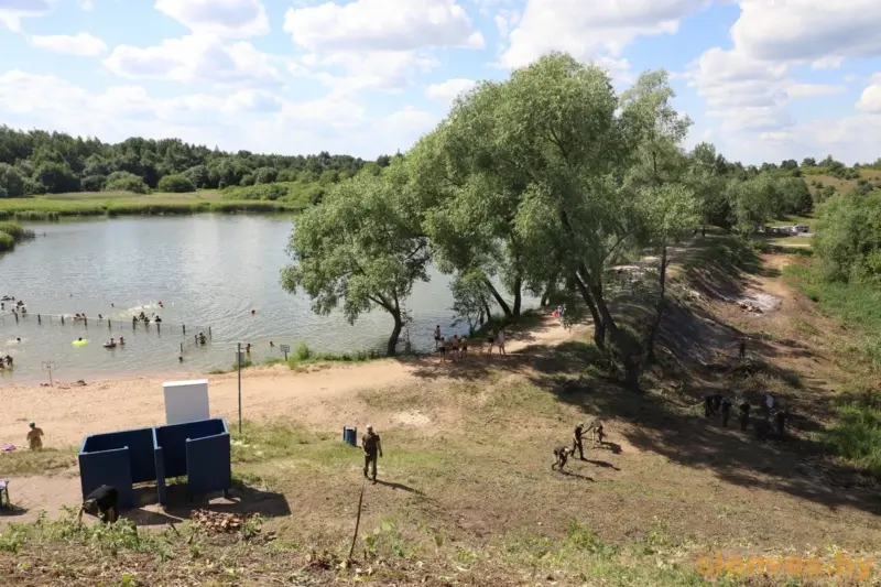 В разгар лета в Слониме закрывают озеро — и заодно вырубают деревья 