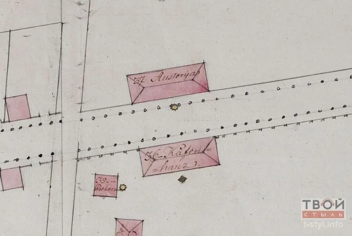 Кафенгаўз на карце Гарадніцы - першая кавярня ў Гродне і Беларусі