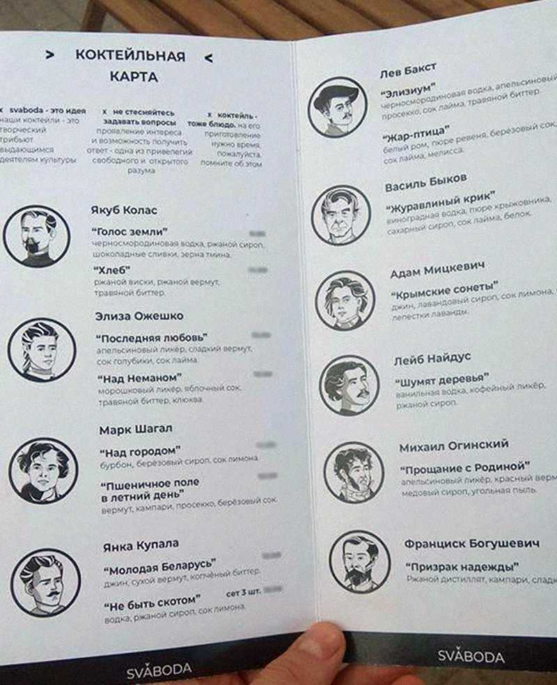 Пакаштуйце творы Ажэшкі, Быкава і Купалы. У бары "SVABODA" зрабілі кактэйлі ў гонар беларускіх класікаў