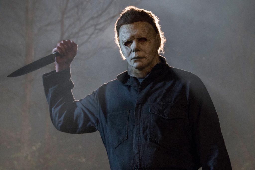 Masked killer Michael Myers (Jim Courtney) in "Halloween." Jamie Lee Curtis returns to her iconic role as Laurie Strode, who comes to her final confrontation with Michael Myers, the masked figure who has haunted her since she narrowly escaped his killing spree on Halloween night four decades ago.
