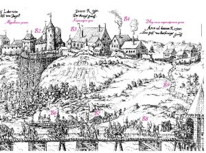 «Белкартаграфія» выдала каляровую рэканструкцыю гравюры Цюндта з апісаннем па-беларуску Гродна на гравюры Ганса Адэльгаўзера і Маціяса Цюндта