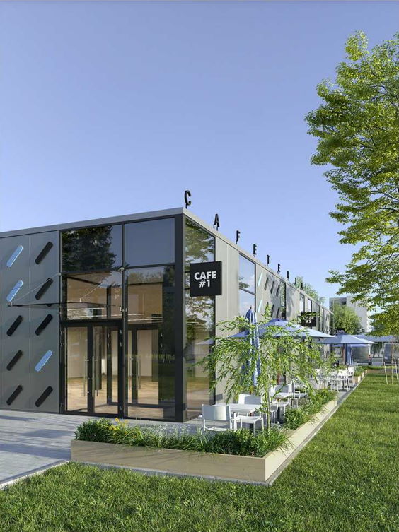 Візуалізацыя новага кафэ на Дзевятоўцы. Распрацоўшчык праекта: ТАА АС Груп Праект | ASGP Architects