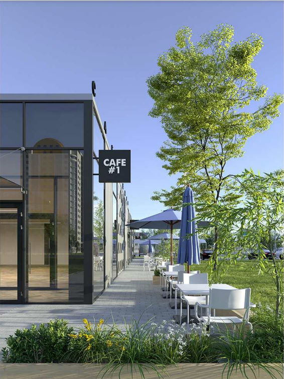Візуалізацыя новага кафэ на Дзевятоўцы. Распрацоўшчык праекта: ТАА АС Груп Праект | ASGP Architects