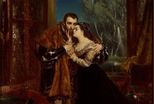 Жыгімонт Аўгуст і Барбара Радзівіл. Абраз Яна Матэйкі, 1867 г. З калекцыі Нацыянальнага музея ў Варшаве.