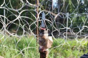Нож, якім паранілі памежніка. Фота: прэс-служба Падляскага аддзялення Памежнай службы Польшчы