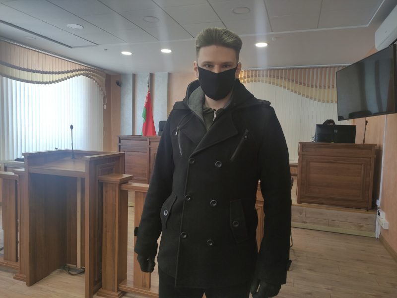 Мікіта Самарын у Гродзенскім абласным судзе 23 сакавіка 2021 года. Фота: Алена Кавальчук