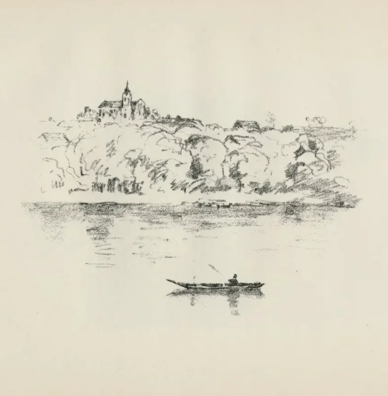 Нёман і Гродна 1916. Малюнак з альбома “Skizzen aus Litauen, Weissrussland und Kurland”. Мастак Hermann Struck. Тэкст Herbert Eulenberg