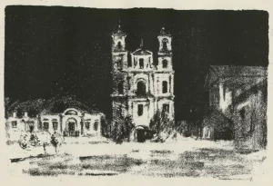 Фарны касцёл. Малюнак з альбома “Skizzen aus Litauen, Weissrussland und Kurland”. Мастак Hermann Struck. Тэкст Herbert Eulenberg