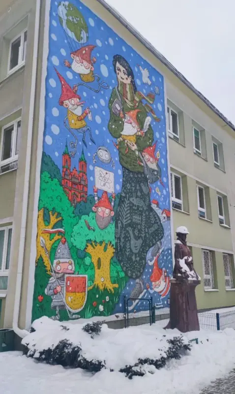 Мурал, які стварылі ў Беластоку беларусы