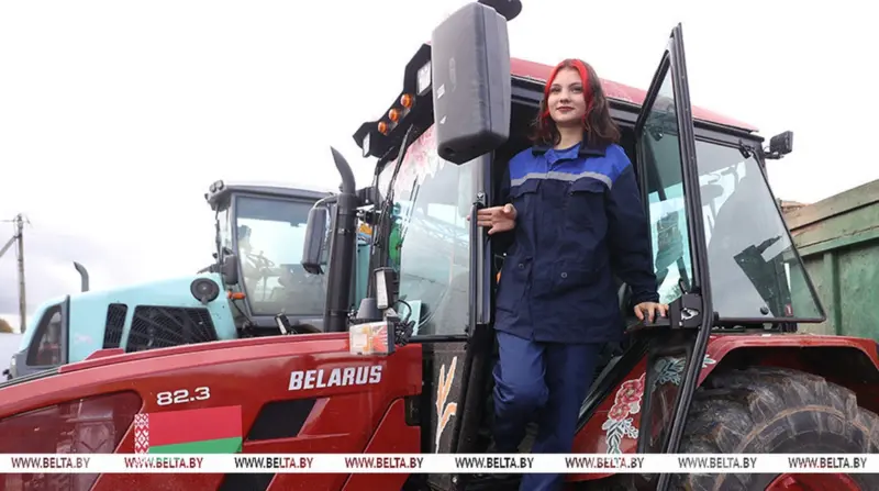Падлеткам дазволілі працаваць у сельскай гаспадарцы — там не хапае работнікаў трактор, трактористка