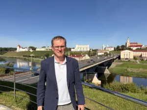 Анджэй Пачобут у Гродне, 8 верасня 2026. Фота: x.com/poczobut